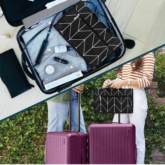 Hanging Toiletry Bag, Travel Kit Foldable Large Organizer, Roll up Cosmetics Bag - Picture 6 of 8